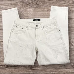 Lauren Ralph Lauren Black Label White Straight Leg Patched Jeans Women’s Size 0